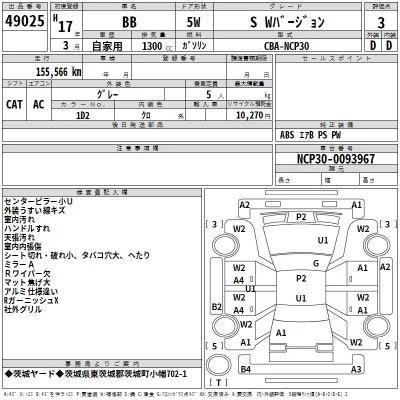 Toyota BB  с аукциона в Японии
