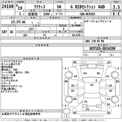 Toyota RACTIS  с аукциона в Японии