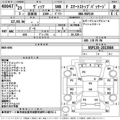 Toyota VITZ  с аукциона в Японии