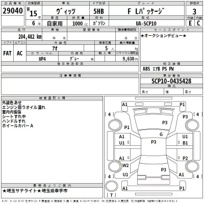 Toyota VITZ  с аукциона в Японии