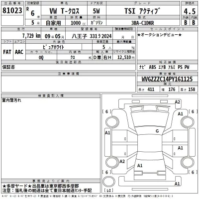 Volkswagen T-CROSS  с аукциона в Японии