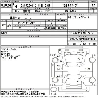 Volkswagen POLO  с аукциона в Японии