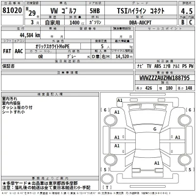 Volkswagen GOLF  с аукциона в Японии