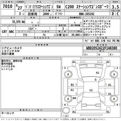 Mercedes-Benz C CLASS WAGON  с аукциона в Японии
