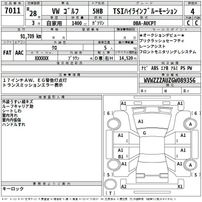 Volkswagen GOLF  с аукциона в Японии