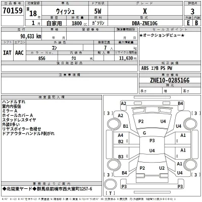 Toyota WISH  с аукциона в Японии
