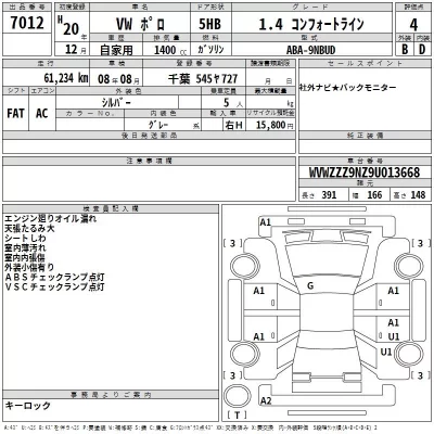 Volkswagen POLO  с аукциона в Японии