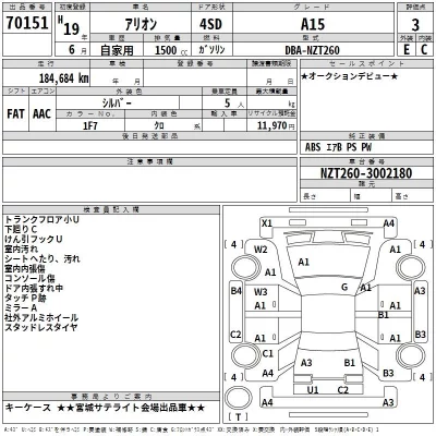 Toyota ALLION  с аукциона в Японии