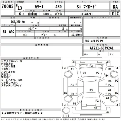 Toyota CARINA  с аукциона в Японии