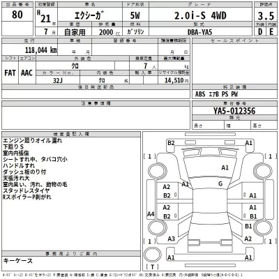 Subaru EXIGA  с аукциона в Японии