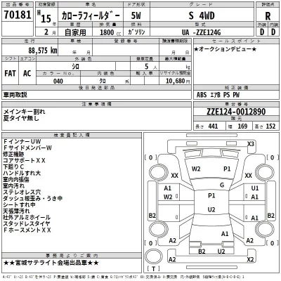 Toyota COROLLA FIELDER  с аукциона в Японии