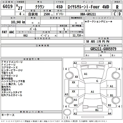 Toyota CROWN  с аукциона в Японии