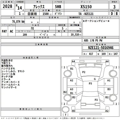 Toyota ALLEX  с аукциона в Японии
