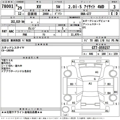Subaru XV  с аукциона в Японии