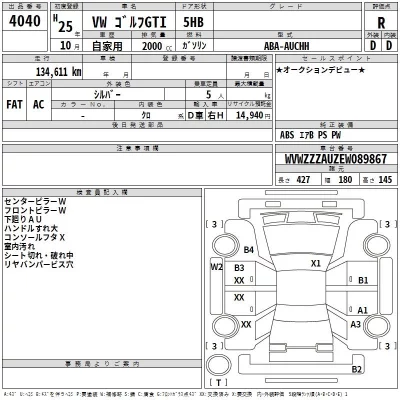 Volkswagen GOLF  с аукциона в Японии