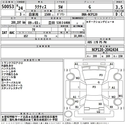 Toyota RACTIS  с аукциона в Японии