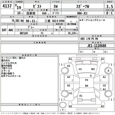 Honda ZEST  с аукциона в Японии