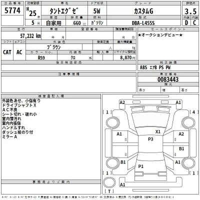 Daihatsu TANTO EXE  с аукциона в Японии