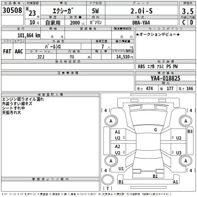 Subaru EXIGA  с аукциона в Японии