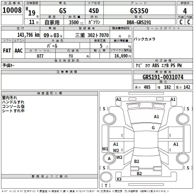 Lexus GS  с аукциона в Японии
