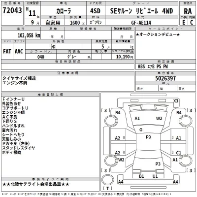 Toyota COROLLA  с аукциона в Японии