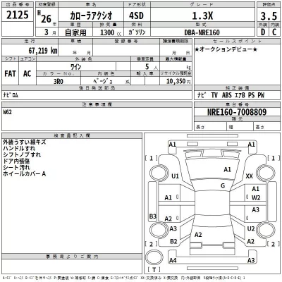 Toyota COROLLA AXIO  с аукциона в Японии