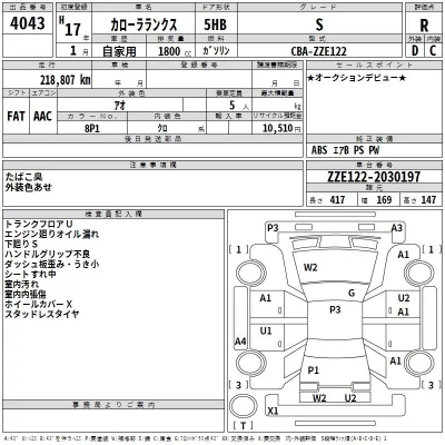 Toyota COROLLA RUNX  с аукциона в Японии