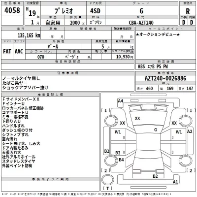 Toyota PREMIO  с аукциона в Японии