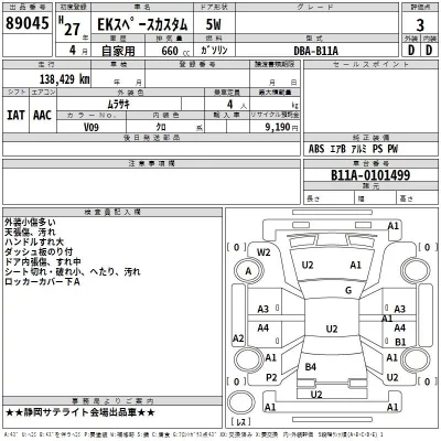 Mitsubishi EK SPACE  с аукциона в Японии