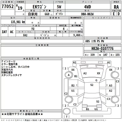 Mitsubishi EK WAGON  с аукциона в Японии