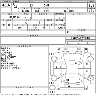 Daihatsu MIRA  с аукциона в Японии