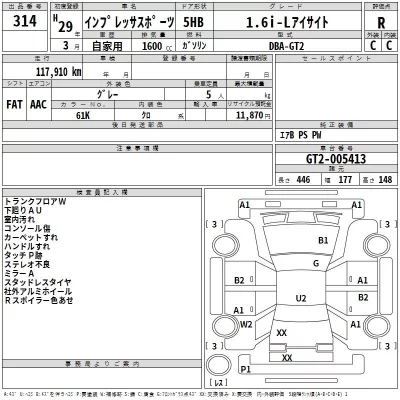 Subaru IMPREZA  с аукциона в Японии