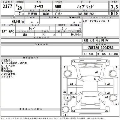 Toyota AURIS  с аукциона в Японии