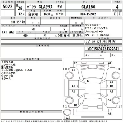 Mercedes-Benz GLA CLASS  с аукциона в Японии