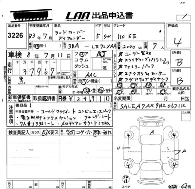 Rover DEFENDER  с аукциона в Японии
