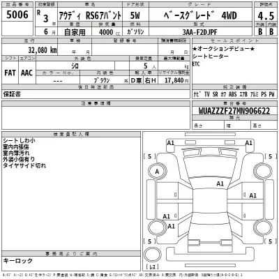 Audi RS6  с аукциона в Японии