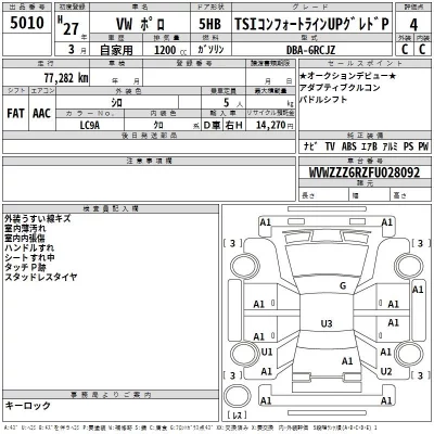 Volkswagen POLO  с аукциона в Японии