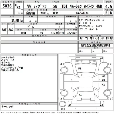 Volkswagen TIGUAN  с аукциона в Японии