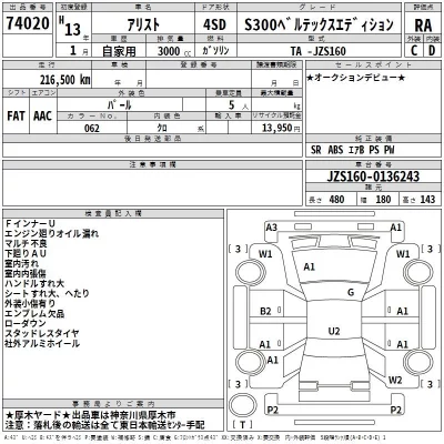 Toyota ARISTO  с аукциона в Японии