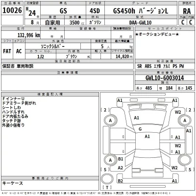 Lexus GS  с аукциона в Японии