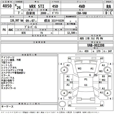 Subaru WRX  с аукциона в Японии