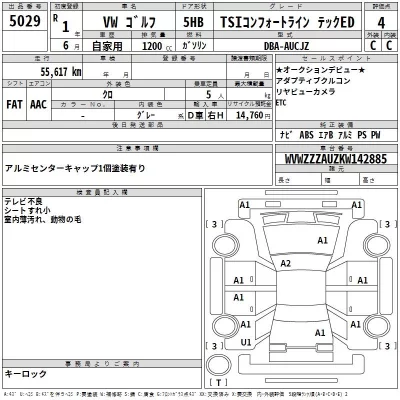 Volkswagen GOLF  с аукциона в Японии