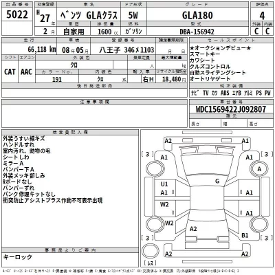 Mercedes-Benz GLA CLASS  с аукциона в Японии