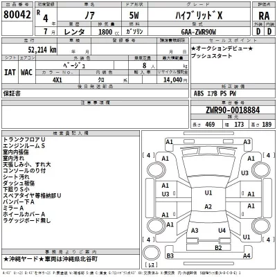 Toyota NOAH  с аукциона в Японии