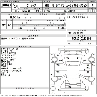Toyota VITZ  с аукциона в Японии