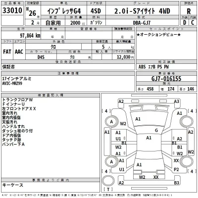 Subaru IMPREZA G4  с аукциона в Японии