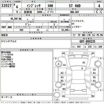 Subaru IMPREZA  с аукциона в Японии