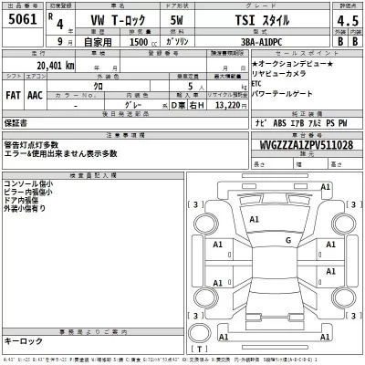 Volkswagen T-ROC  с аукциона в Японии