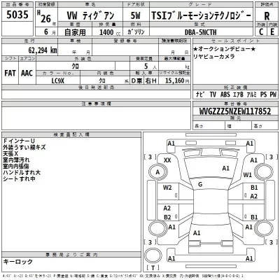 Volkswagen TIGUAN  с аукциона в Японии