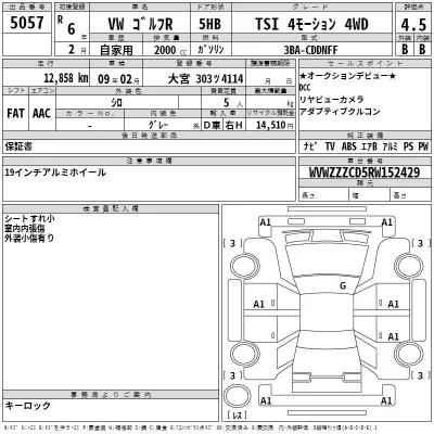 Volkswagen GOLF  с аукциона в Японии